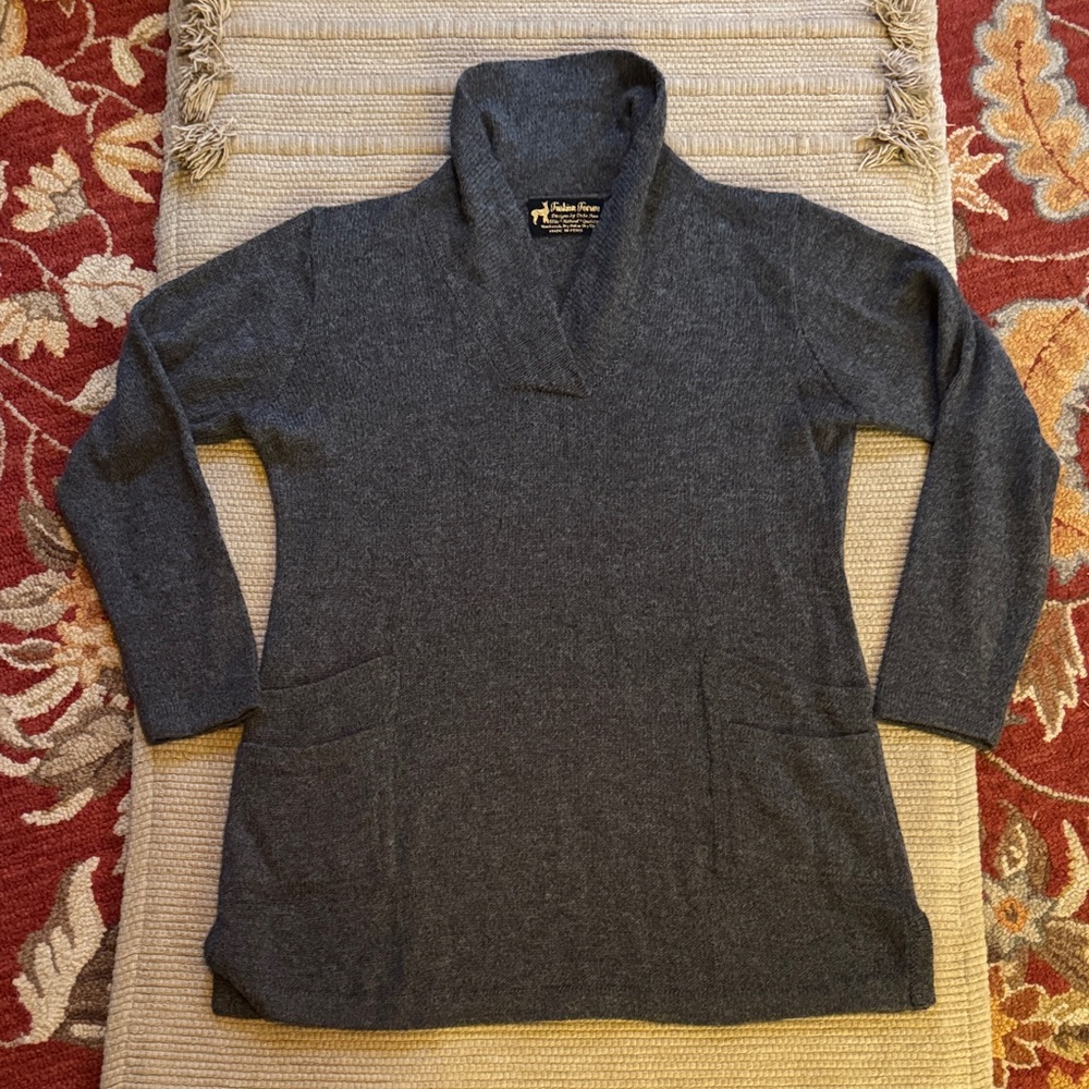 Baby Alpaca tunic sweater gray heather pockets amazing 💯 percent womens M NEW